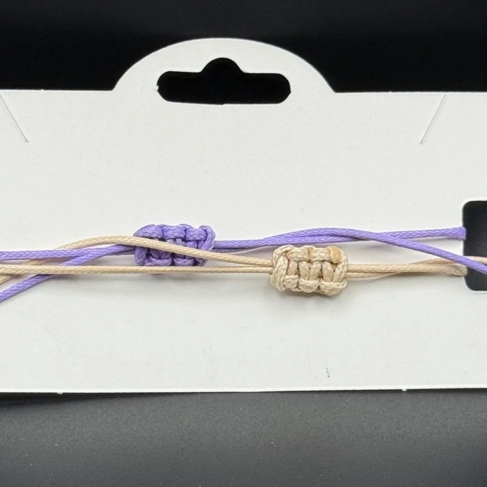 Fashion Jewelry Dachshund Dog Charm Adjustable Cord Bracelet Purple Tan Set of 2